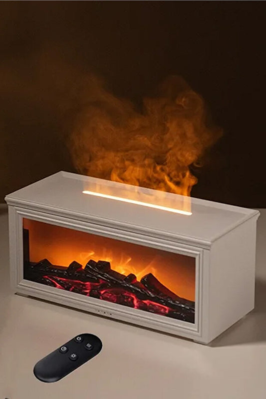 AURALİS Alev Efektli Aroma Difüzör -Esans Yağı Dahil ,7 Işık Modu, USB Şarjlı BEYAZ