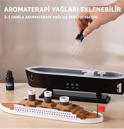 AURALIS Gemi Hava Nemlendirici - 250ml Kumandalı Işıklı Buhar Makinesi