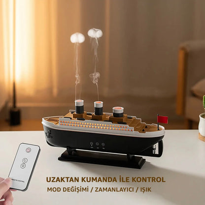 AURALIS Gemi Hava Nemlendirici - 250ml Kumandalı Işıklı Buhar Makinesi